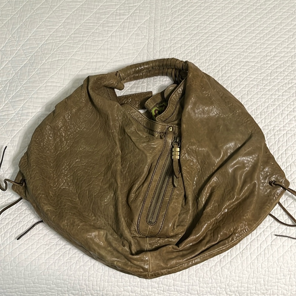 orYANY hobo bag, greenish brown leather, multiple pockets